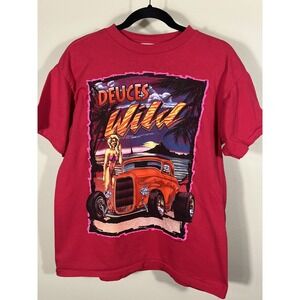 Vintage 90s Hot Rod Pin Up Girl 1992 SSI USA Made Single Stitch Mens Large (G)